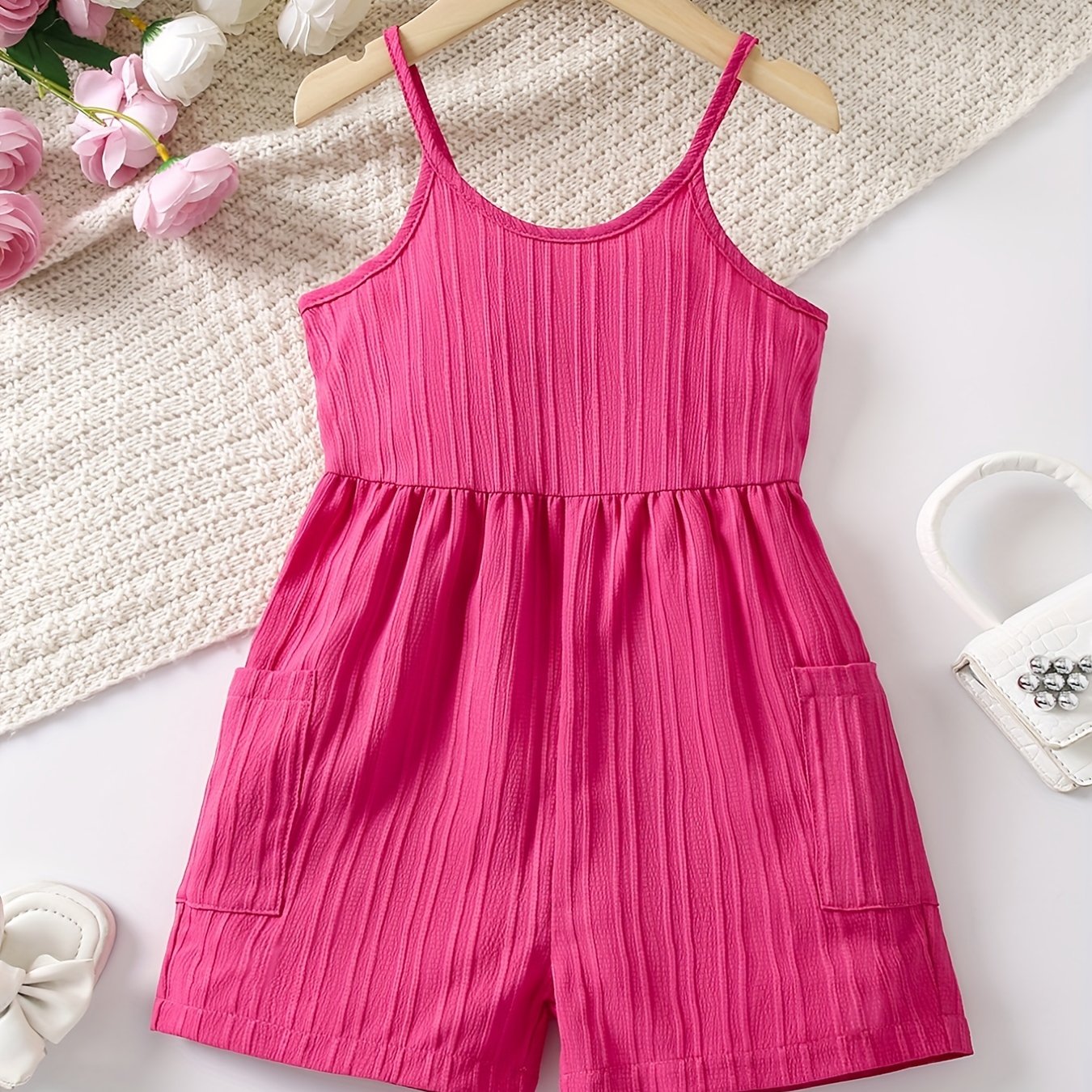 Girls' High Waist Casual Romper Jumpsuit Vacation Style