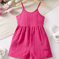 Girls' High Waist Casual Romper Jumpsuit Vacation Style