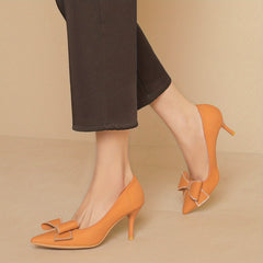Bowknot Stiletto Heels Point Toe Pumps - Versatile Dress Heels