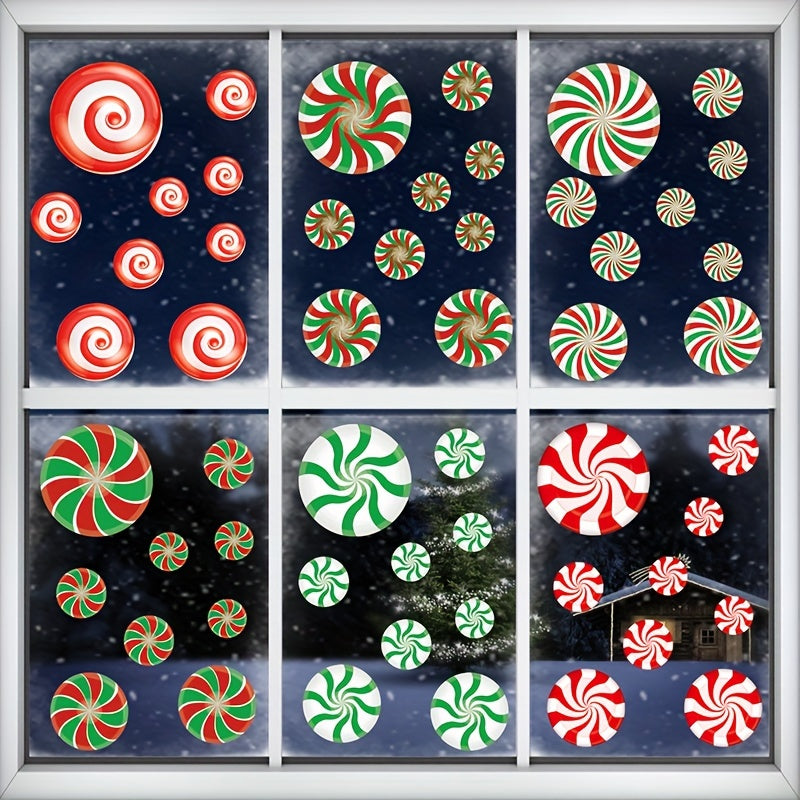 81pcs Christmas Red Green Candy Window Stickers