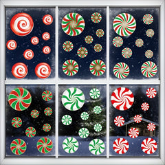 81pcs Christmas Red Green Candy Window Stickers