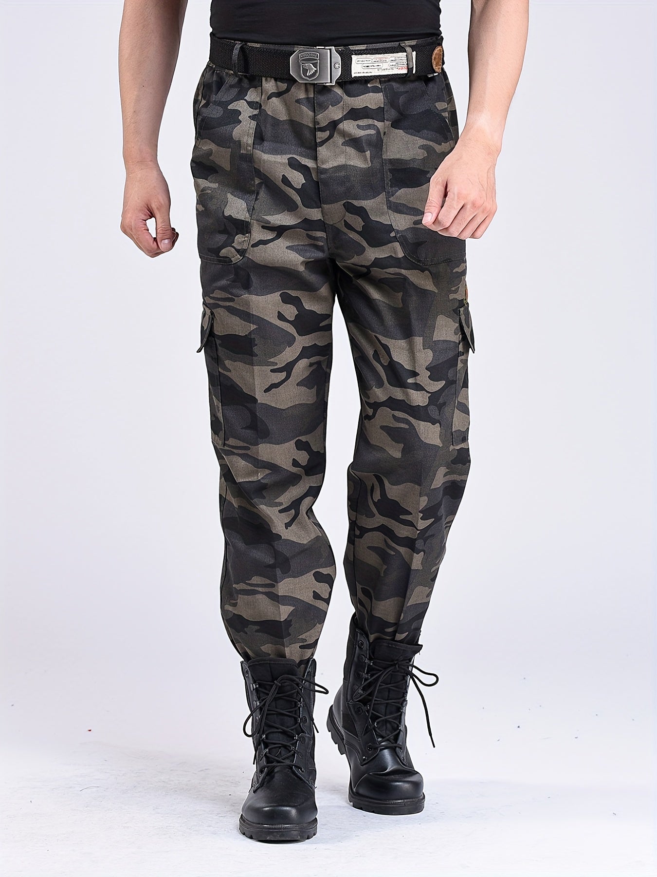 Cargo Jeans Mens Camo Straight Leg Casual Stylish Loose Fit Denim Pants