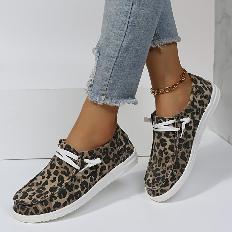 Leopard Print Lace Up Lightweight Low Top Sneakers