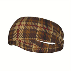 Men's Vintage Plaid Headband Non Slip Hairband Mustard Brown Red Retro Accessory