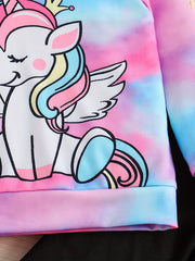 Girl's Unicorn Tie Dye 2pcs Hoodie & Pants Set for Spring Fall