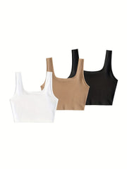 3 Pack Crop Tank Tops Y2K Sleeveless Tank Tops For Summer Women's Clothing