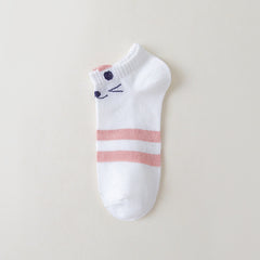 Women's Kitty Ankle Socks, 5 Pairs
