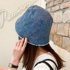 Vintage Solid Denim Bucket Hat