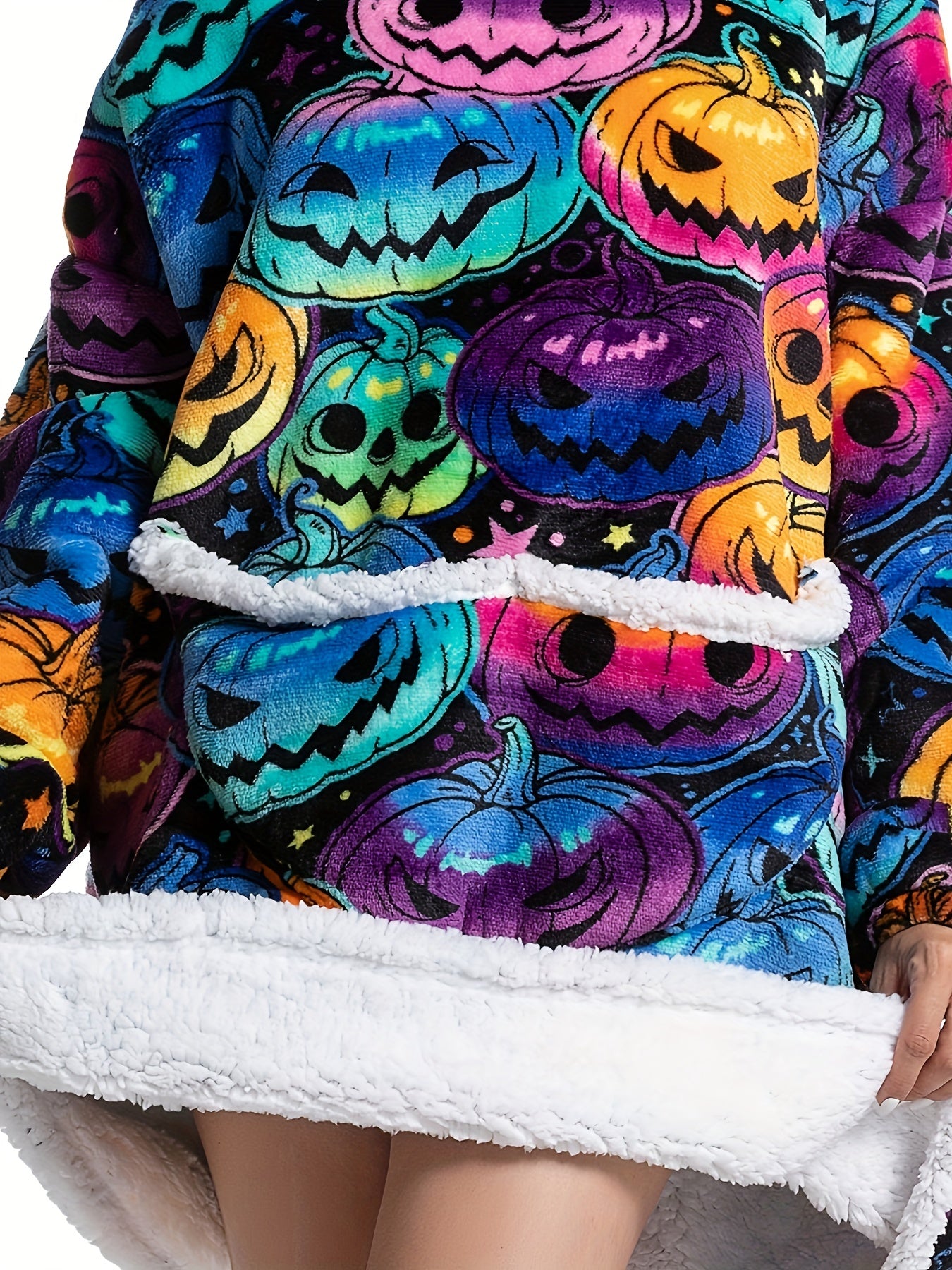 Pumpkin Pattern Dress Up Costume Plush Edge Hoodie