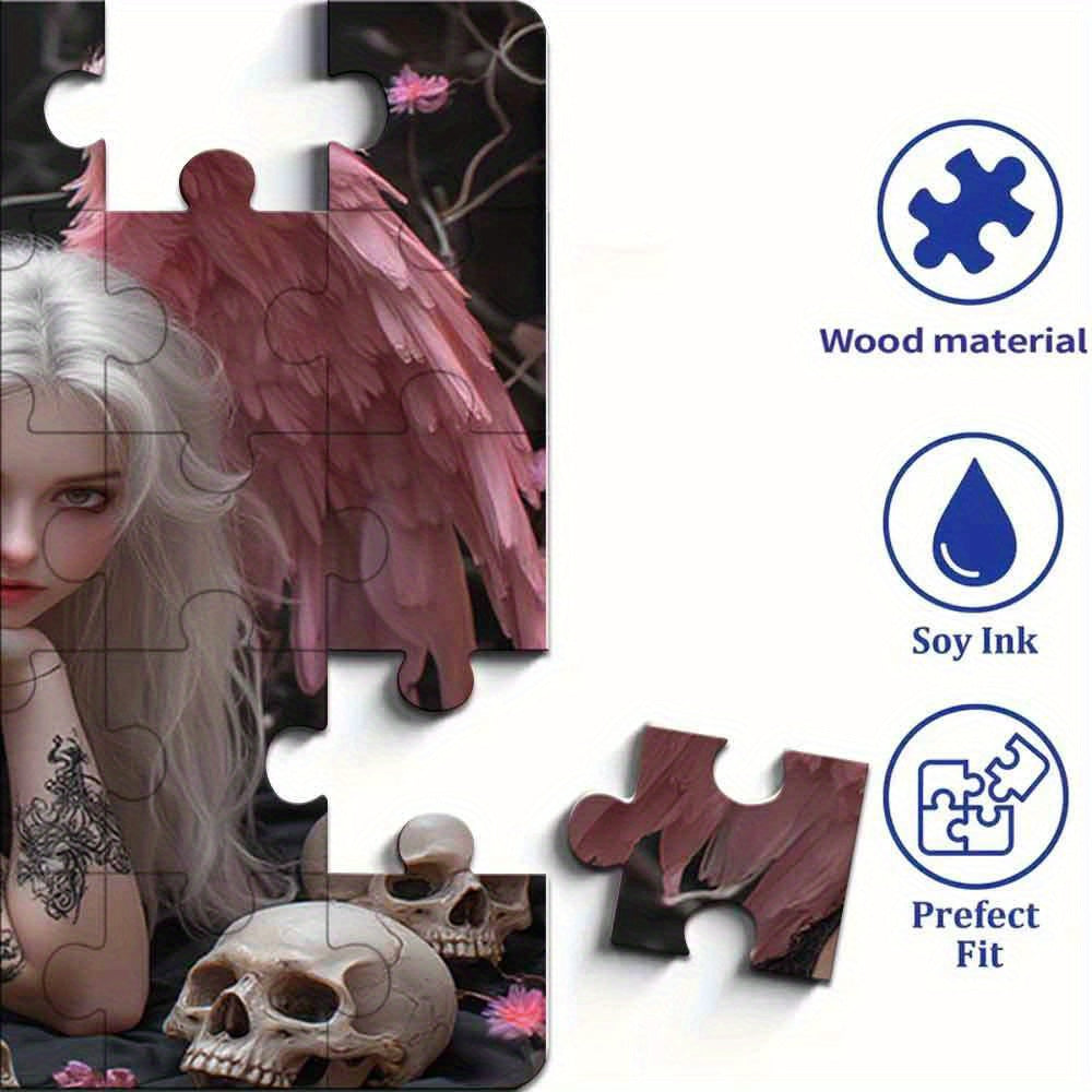 1000pc Pink Winged Angel Skull Adult Educational Puzzle
