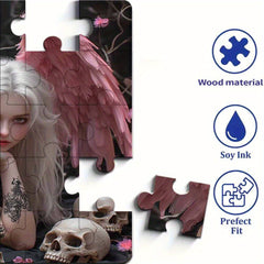 1000pc Pink Winged Angel Skull Adult Educational Puzzle