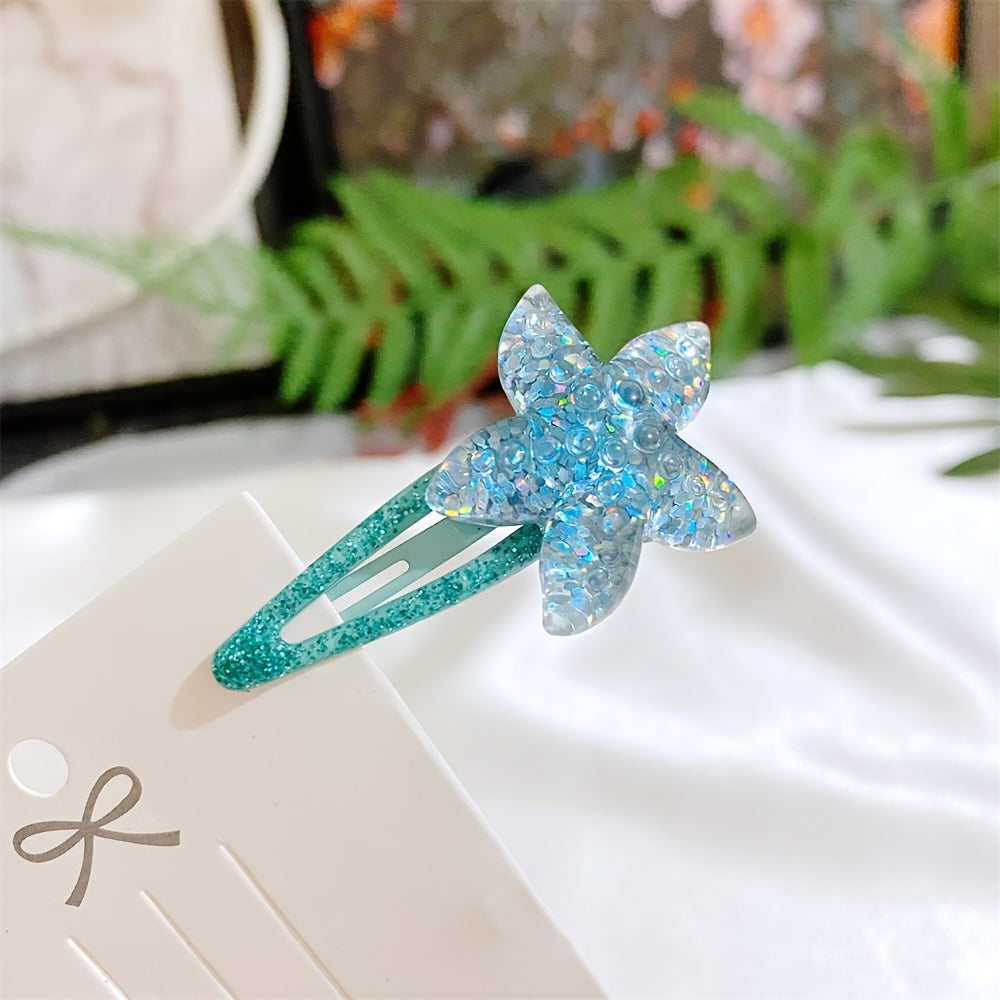 Transp Mermaid Hair Clip Star Shell Side Clip