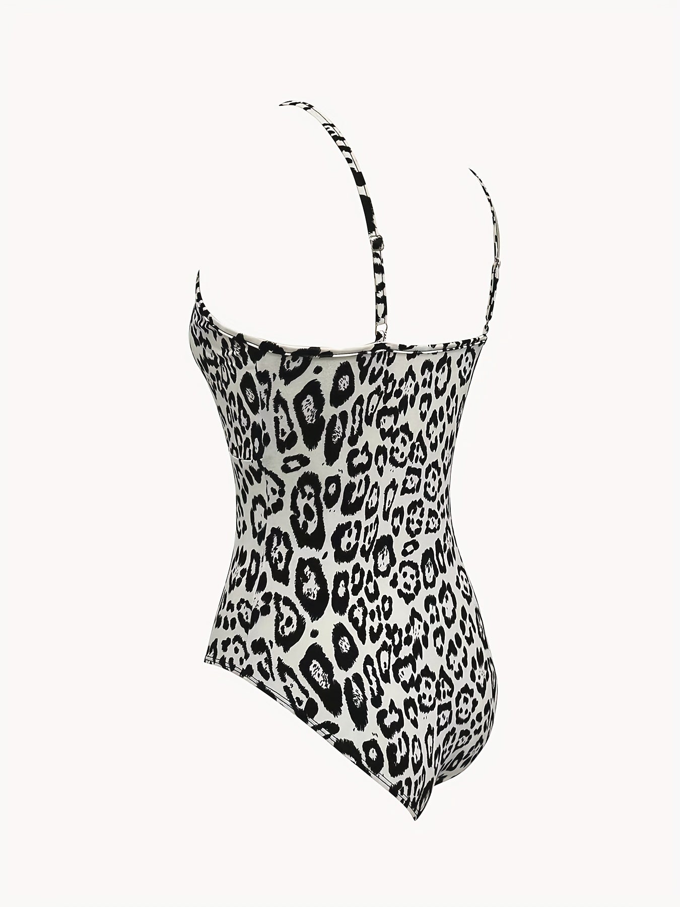 Leopard Print V neck Cami Bodysuit Sexy One Piece Bodysuit