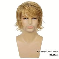 Men's Golden Blonde Long Curly Hair Wig