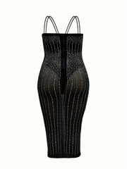Rhinestone Mesh Party Cami Dress