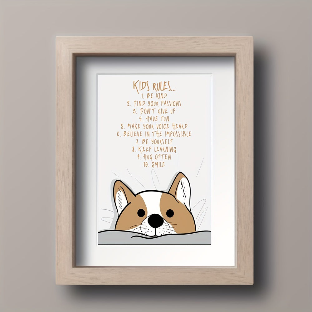 Love & Motivation Kids Rules Poster - Cartoon Style Room Decor A5