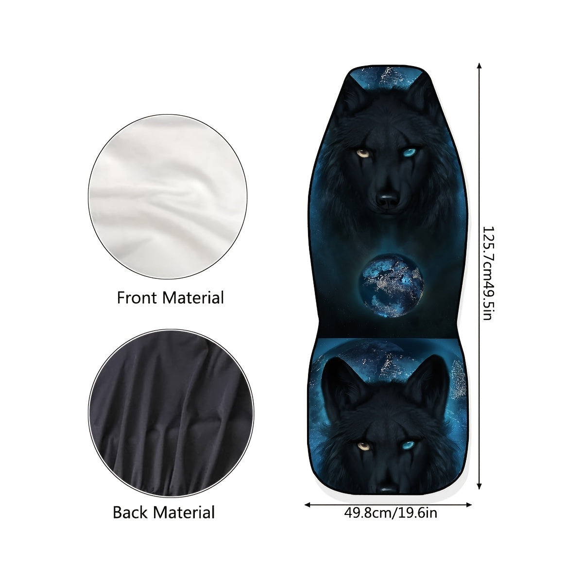 1pc Strange Eyed Wolf Print Car Seat Cover