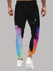 Shining Pattern Drawstring Sweatpants Loose Fit Pants Men's