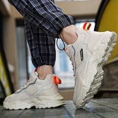 Men's Breathable Faux Leather Chunky Sneakers for Gym