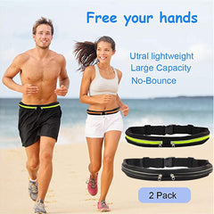 Waterproof Reflective Running Belt with Double Pockets for Keys and Wallet