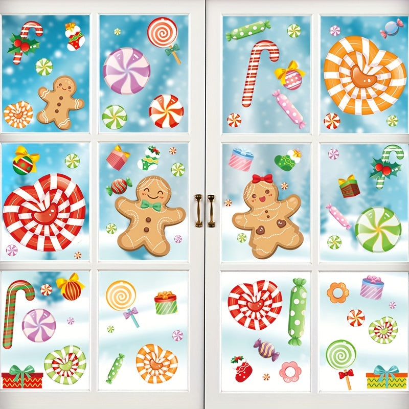 Christmas Glass Stickers Candy Man Candy Stick Static Stickers