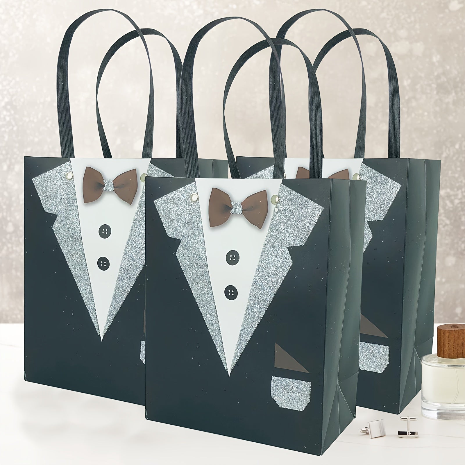 5pcs 3D Tuxedo Gift Bags for Groomsmen, Bachelor Party Favors