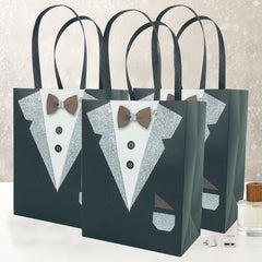 5pcs 3D Tuxedo Gift Bags for Groomsmen, Bachelor Party Favors