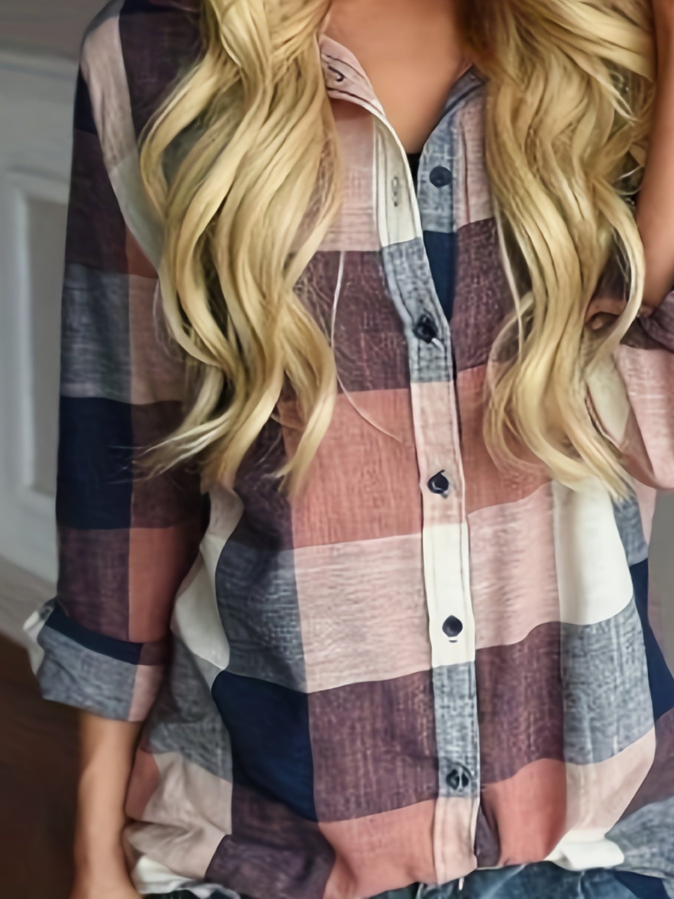 Plaid Print Long Sleeve Button Up Shirt