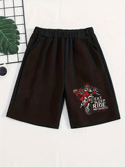 Rooster Motorcycle And Car Print Boys Comfortable Shorts