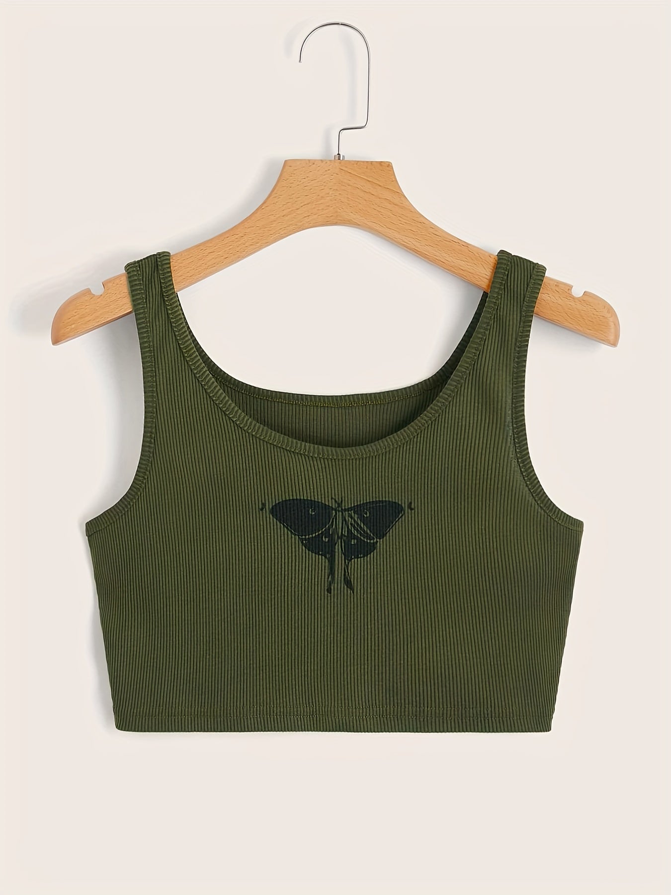 Butterfly Print Tank Top Y2K Crew Neck Summer Sleeveless Top