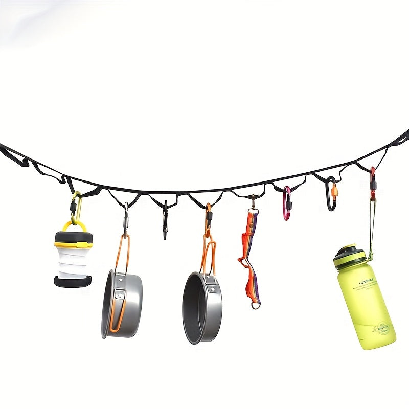 Tent Storage Clothesline Straps with 19 Carabiners Camping Lanyard