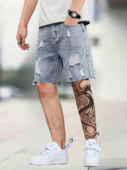 Men's Distressed Denim Shorts for Summer