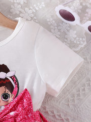 Tie Dye Stitching Short Sleeve Tee Dress & Bag Set