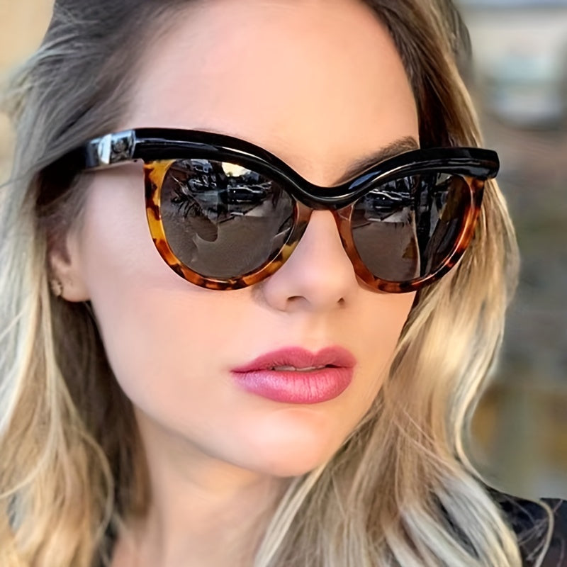 Vintage Cat Eye Sunglasses Big Frame Leopard Sunshade Eyeglasses