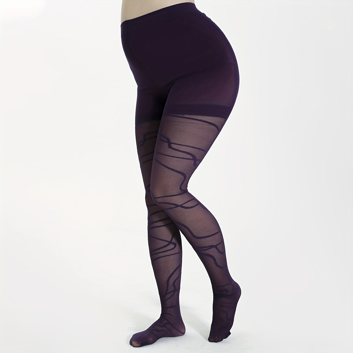 Women's Plus Jacquard 40 Denier High Rise Pantyhose