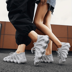 Women's Lace Up Sock Sneakers Stylish Low Top Shoes