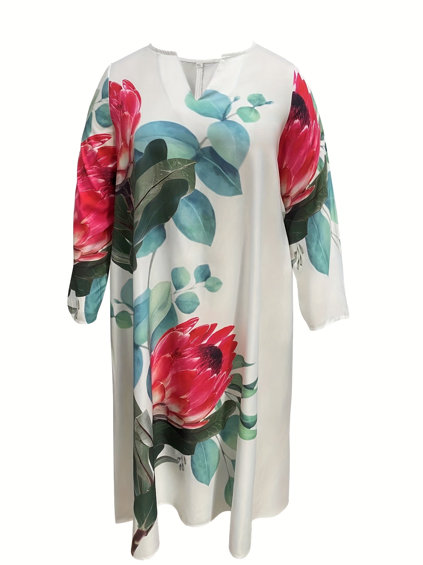 Floral V Neck Maxi Dress Plus Size
