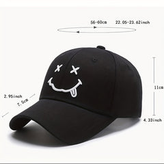 Cotton Embroidery Happy Face Baseball Cap for Couple
