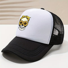 Adjustable Unisex Baseball Cap with Skull Print for Outdoor Sport