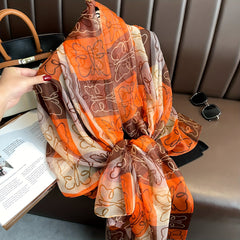 Butterfly Print Gauze Scarf Sunscreen Shawl Classic Windproof Head Wrap