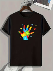 Hand Pattern Print Men's Sports T-shirt for Fitness Activities