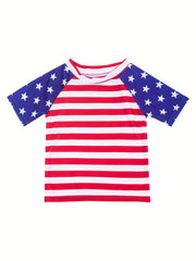 Boys Star And Stripe Swimming Suit Trunks & Tops For Beach Vacation