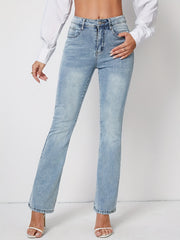 Stretchy Bootcut Slash Pocket Bell Bottoms Denim Pants