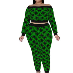 Geometric Off Shoulder 2pcs Set