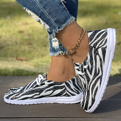 Women's Striped Canvas Skateboard Shoes