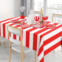 Classic Red Striped Tablecloth - Indoor & Outdoor Use
