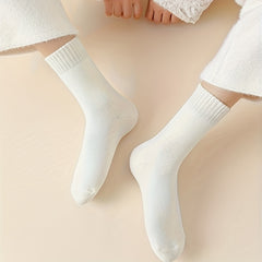 6 Pairs Solid Comfy & Warm Mid Tube Socks Women's Stockings