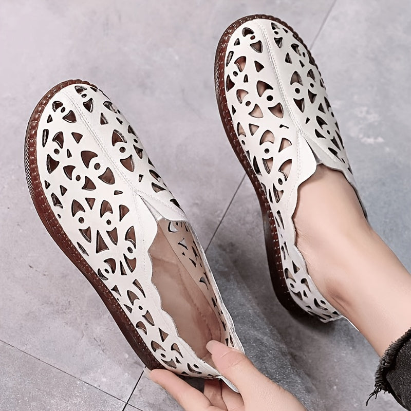 Women's Hollow Out Flat Sandals Soft Sole Slip On Loafers