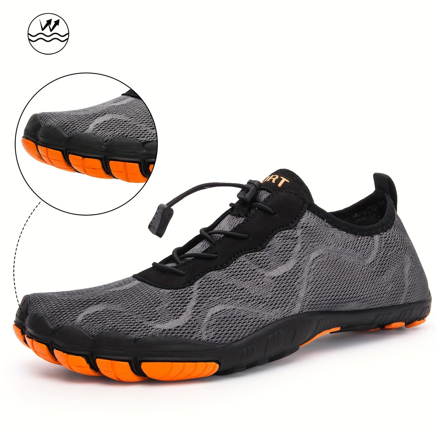 Men's Adjustable Buckle Water Shoes Breathable Quick Dry Non Slip for Hiking