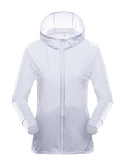 Women's UPF50 Protection Hooded Jacket Lightweight Full Zipper Long Sleeve